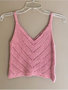 She+Sky Pink Knit V-Neck Chevron Sweater Tank, Large, 100% Cotton, NWT, Festival
